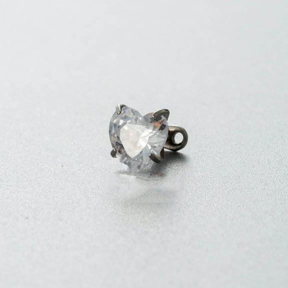 1pc Stainless Steel Cubic Zirconia Heart Dermal Anchor Base/Top for Women Men Stainless Steel color Clear 6mm