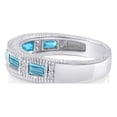 thumbnail image 2 of AFFY Emerald Shape Simulated Aquamarine Eternity Band Ring In 14K White Gold Over Sterling Silver Ring Size-12, 2 of 5