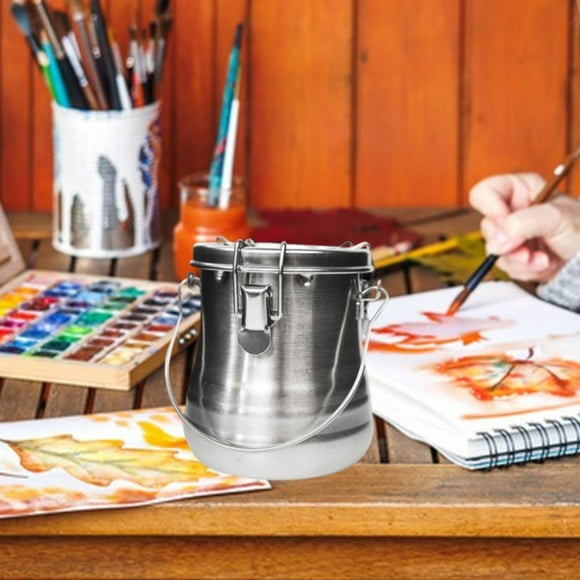 Limpiador de pinceles de acero inoxidable, limpiador portátil de pinceles para artistas, limpieza para suministros de arte con acuarela