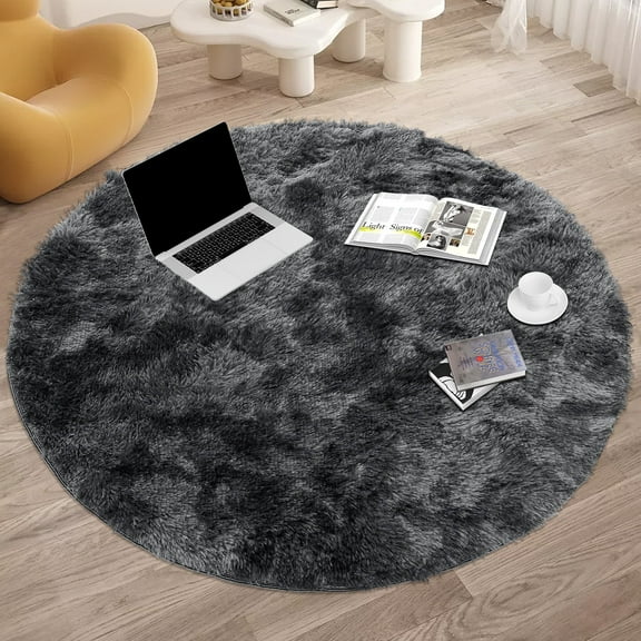 YEERSWAG 4'x4' Round Rugs for Bedroom,Fluffy Circle Rugs for Living Room,Home Decor Shaggy Carpet Fuzzy Plush Rug