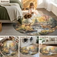 thumbnail image 6 of Autumn Forest Deer Large Area Rugs for Bedroom Living Room, Soft Non Slip Carpet Bedside Rug, Elk River Mountain Round Floor Cover Kitchen Accent Rug 4' for Dining Room/Office, 6 of 9