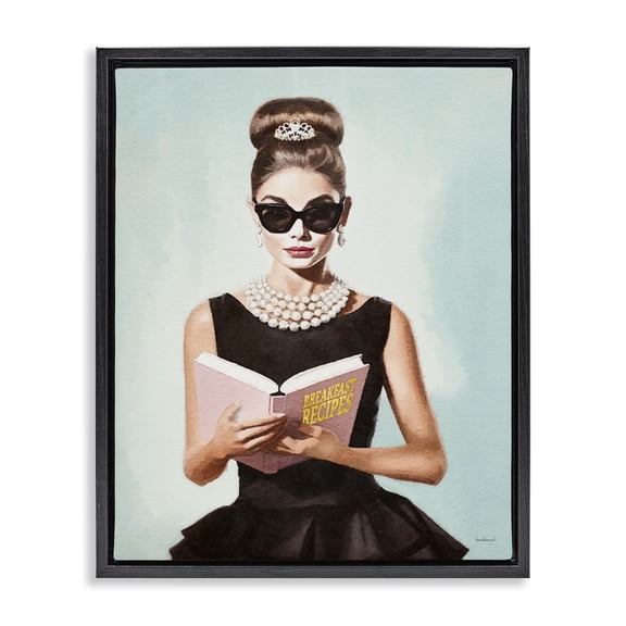 Stupell Industries Art Deco Girl in Dress Reading Black Floating Frame Canvas Art, 25 x 31, by Amanda Greenwood