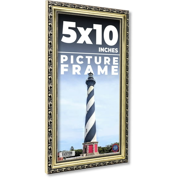 5x10 Silver Wood Picture Frame - UV Acrylic, Foam Board Backing, Hanging Hardware