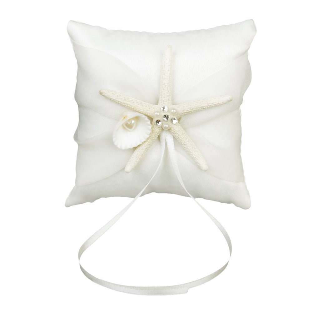 10*10cm Wedding Pocket Ring Pillow Ring Bearer Pillow Cushion with Satin Ribbons 