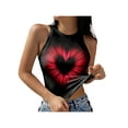 thumbnail image 2 of One opening Womens Juniors Summer Navel Skinny Fit Casual Heart Pattern Tanks Tops Streetwear, 2 of 5