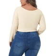 thumbnail image 3 of Agnes Orinda Women's Plus Size Off Shoulder Crop Cross Wrap Fashion Blouse 4X Beige, 3 of 6