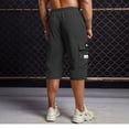thumbnail image 4 of Nestiefly Men's Casual Drawstring Capri Cargo Pants Multi Pockets, 3/4 Length Long Drawstring Breathable Stretch Elastic Waist for Summer Gray M, 4 of 4