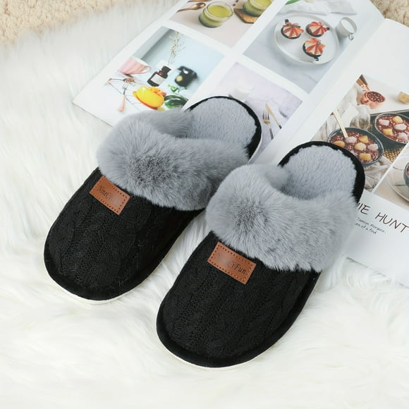 LNGOOR Cozy Fuzzy Slippers for Women - Ultra Soft Memory Foam Warm Fuzz Lining Indoor Outdoor Wear Anti-Slip Sole Breathable Machine Washable Perfect for Home Travel and Gifts