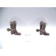 thumbnail image 4 of Western 3/4" pierced silver and clear stone button style boot earrings, 4 of 4