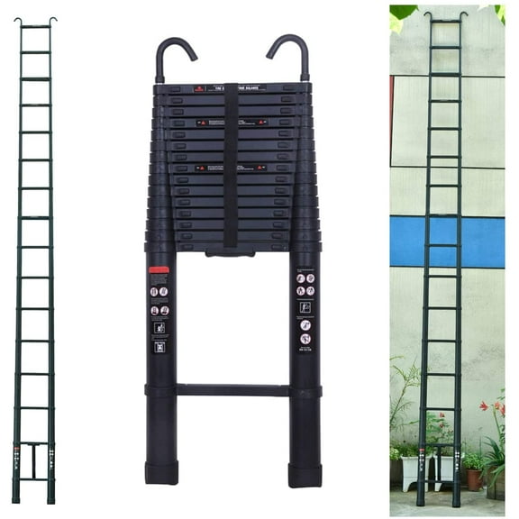 Dayplus 20.3ft/6.2M Telescopic Ladder Aluminium Extension Ladder Anti-Slip w/ Hook