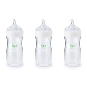 NUK Simply Natural Baby Bottle 9oz, 3-Pack, Clear