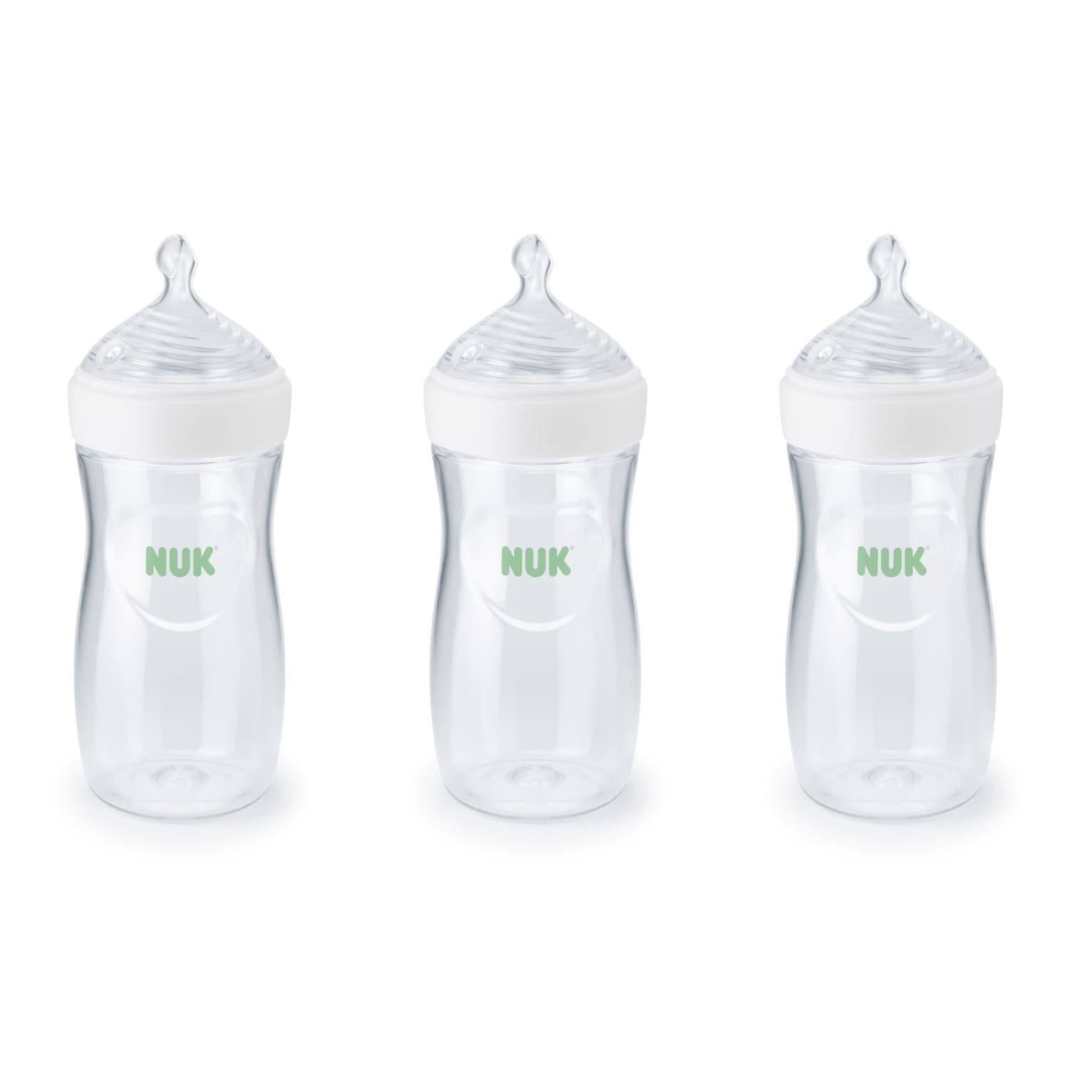 NUK Simply Natural Baby Bottle 9oz, 3-Pack, Clear