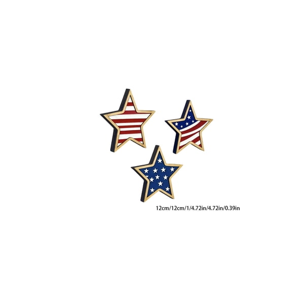 3 Pcs 4th of July Decor Wooden Star White Blue Red Decor Patriotic Memorial Day Tiered Tray 250th Anniversary Independence Labor Day Table Wooden Decoration for Home Office Table(Vintage)