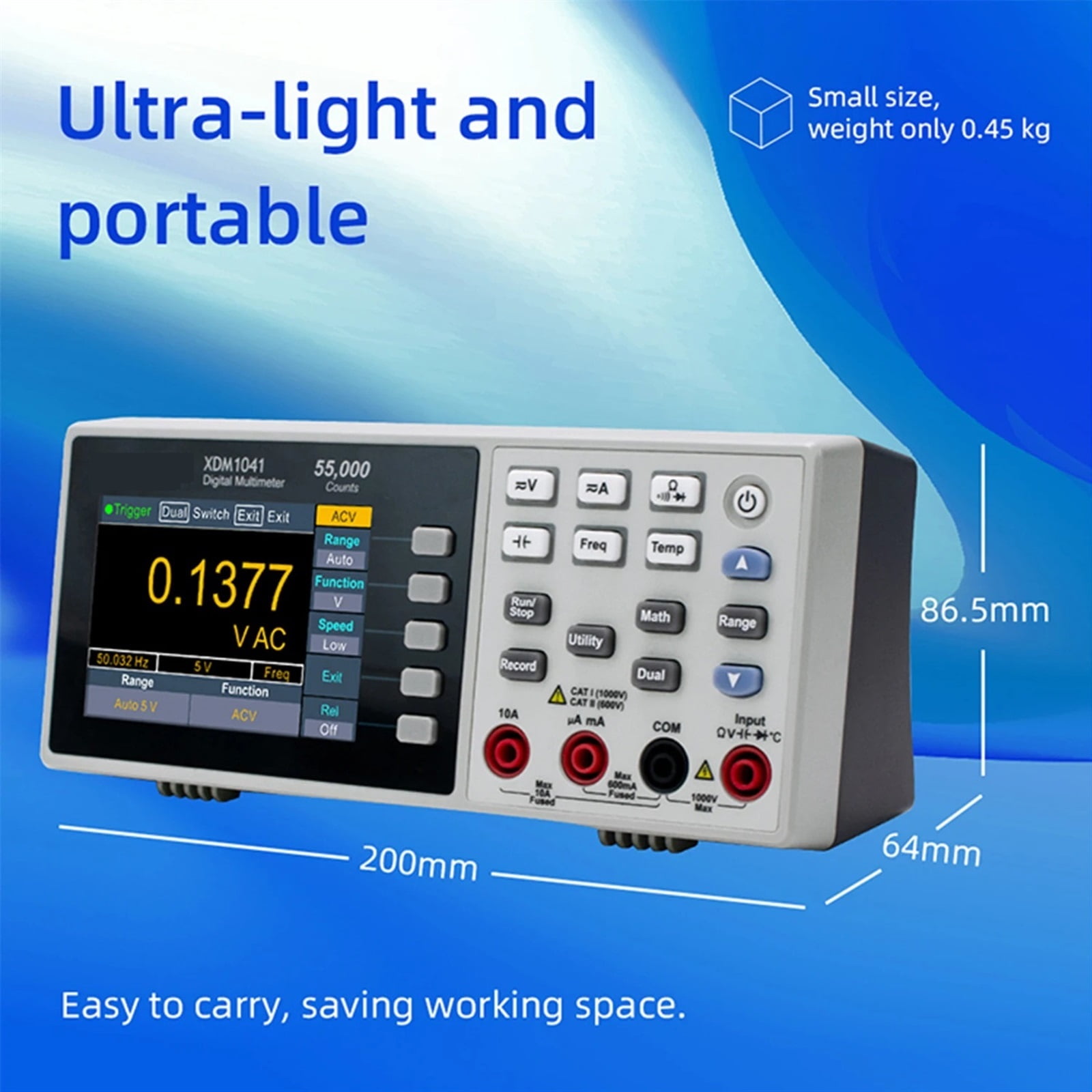 XDM1041 XDM1241 Bench Digital Multimeter 55000 Counts True RMS 3.5" LCD Current Voltmeter Temperature Desktop Multimeters ,Versatile Measurement
