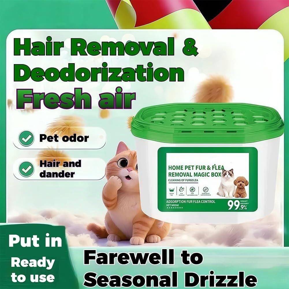 2026 New Home Pet Fur & Odor Removal Magic Box, Indoor Air Purification Dust Removal Magic Box for Home Pet Hair, 400ml, 360°, Portable Odor Eliminator & Dust Collector for Bedroom, Living Room