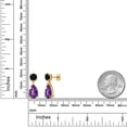 thumbnail image 3 of Gem Stone King 18K Yellow Gold Plated Silver Purple Amethyst and Black Onyx Teardrop Dangle Drop Earrings for Women (6.90 Cttw, Gemstone Birthstone, Pear Shape 12x8MM, Round 6MM), 3 of 4
