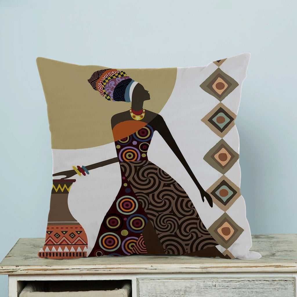 GCKG African Woman Pillow Case Pillow Cover Pillow Protector Two Sides