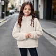 thumbnail image 4 of Fancifize Fancifize Half Zip Sherpa Fleece Sweatshirts for Boys Girls, Mock Neck Fuzzy Warm Pullover Tops with Pockets, 3-14 Years, 4 of 7