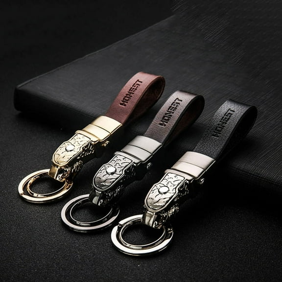 11*27 MM Black Panthera Blue LED Eye Cowhide Leather Strap Car keychain keyring