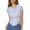 Light Blue, variant on Women Short Sleeve Zipper Down Pointelle Crop Tshirt Lettuce Scoop Neck Tee Slim Fit Summer Tops White M
