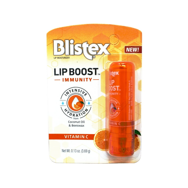 Blistex Lip Boost Immunity, Lip Balm, Vitamin C, Coconut Oil, Beeswax, 0.13  oz Pack of 2