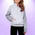 thumbnail image 2 of YunPes Boys Girls Solid Color Half Zip Sweatshirt Thumbhole Sweatshirt Winter Clothes for Teen Girls, 2 of 4