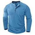 thumbnail image 5 of Baqcunre Mens T Shirt Men'S Fashion Spring And Autumn Casual Long Sleeve Button Solid Color Long Sleeve T Shirt Top Sweatshirt Tops For Men Blue L, 5 of 6