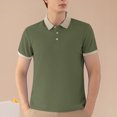 thumbnail image 1 of pstuiky Camisa de manga corta para hombre, Blusa/camiseta informal de verano para hombre, de color liso, con cuello vuelto camisas casuales para hombre xl, 1 of 5