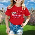 thumbnail image 2 of Rhuody Hauts pour Filles T-Shirt à Manches Courtes T-Shirt à Lettres Coupe Ample Rentrée des Classes Col Ras du Cou Haut Tenue Classique Rouge 8-9 Ans, 2 of 4