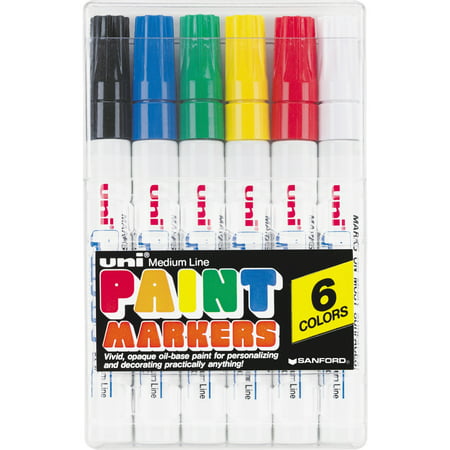 Uni-Ball, SAN63630, Uni-Paint Oil-Base Medium Line Markers, 6 /