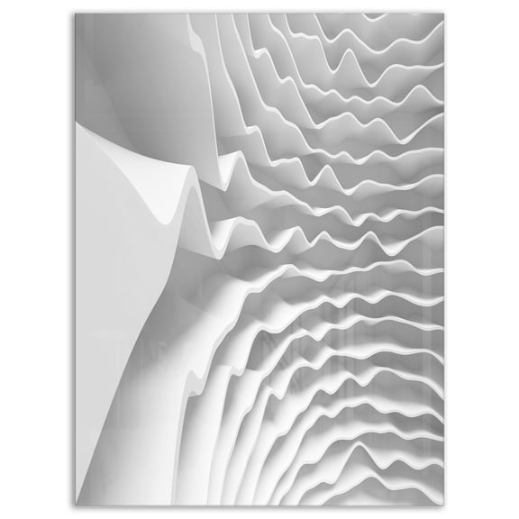 Designart 'Fractal Curved White 3D Waves' Metal Wall Art