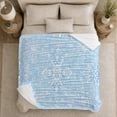 thumbnail image 5 of Blue Snowflake Winter Pattern, Festive Holiday Scene, Warm Flannel Blanket for Living Room and Family Room with Detailed Artwork, Art Lovers Housewarming Gift, Festive Home Decor, 5 of 9