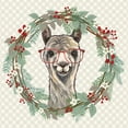 thumbnail image 2 of Keller, Lee 12x12 Black Ornate Wood Framed with Double Matting Museum Art Print Titled - Christmas Llama Wreath, 2 of 4