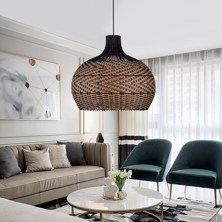 Arturesthome Rattan Woven Pendant Light – Handmade Natural Seaweed Chandelier For Kitchen Island, Dining Room & Boho Decor