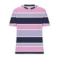 thumbnail image 5 of Taylonsss Clearance Men's Summer Striped Color-matching Printed Button-up Short-sleeved Crew-neck Top/shirt, 5 of 5