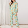 thumbnail image 2 of Honeii Cute Duck print Women's Pajama Sets Long Sleeve Button Down Sleepwear Nightwear Soft Pjs Lounge Sets-Large, 2 of 7