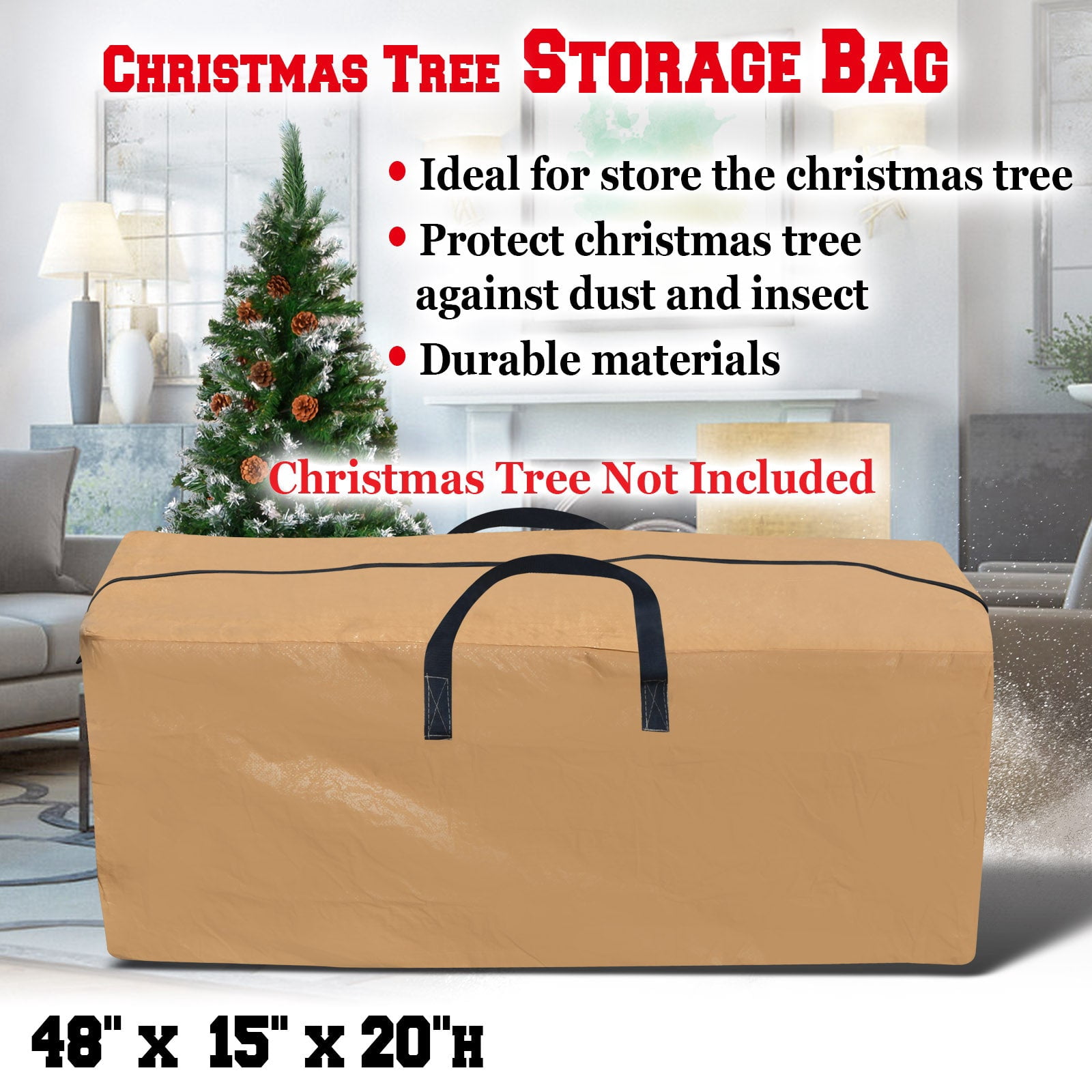 ALUVIERA Up to 8ft Christmas Tree Storage Bag Umbrella Storage bag Fits Tall Artificial Disassembled Trees with Reinforced Handles（TAN,5PCS）