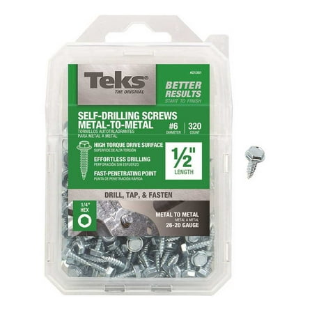 ITW Brands 151537 6 x 0.50 in. Hex Washer Head Sharp Point Metal-to-Metal Screws - 320 Count