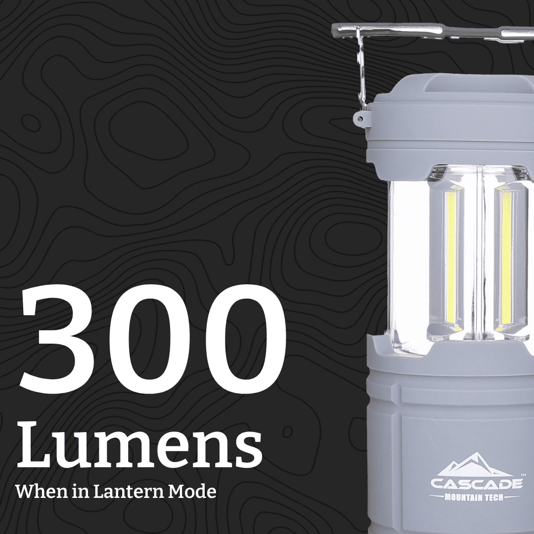 Cascade Mountain Tech 300 Lumen Pop-Up Lantern & Flashlight, Batteries Included – Red, 7.8 oz