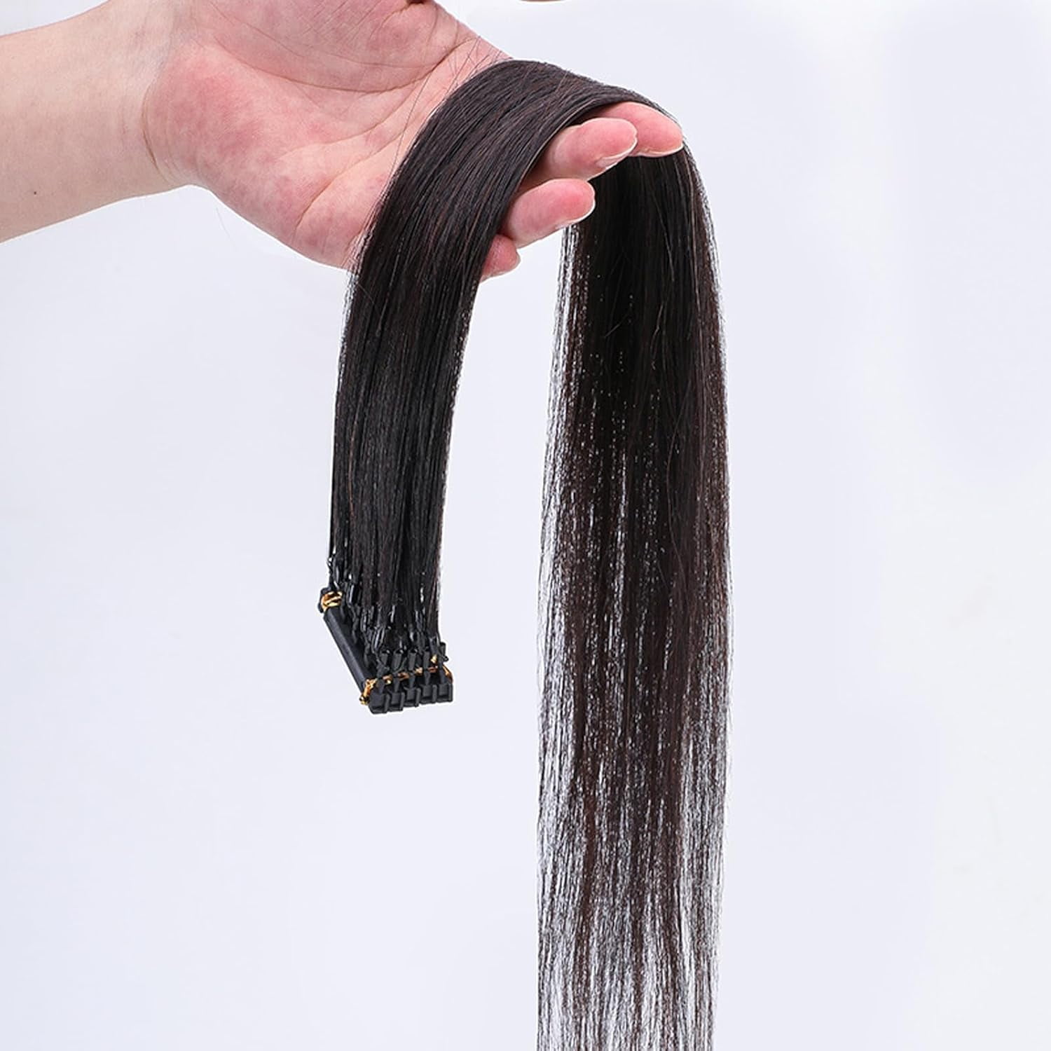 Aorsher 6D Hair Extensions Human Hair 22 Inch - 2nd Generation No-Trace 10 Row Clip in Hair Extensions for Women, Natural Looking Brown Hair Extensions, 5 Bundles Real Human Hair, Remy Soft & Thick