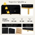 thumbnail image 6 of Accent Cabinet Furniture with 4 Doors, Atumon Buffet Sideboard, Storage Cabinet with Gold Metal Legs and Adjustable Shelves, Wood Buffet Cabinet for Living Room Dining Room, Black, 6 of 10