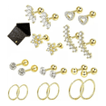 thumbnail image 1 of 10 Pares Piercing Aretes Oreja Cartílago Acero Inoxidable Xtellar dorado, 1 of 3
