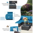 thumbnail image 6 of YODOLLA 7-Piece Patio Furniture Set with 43" Fire Pit Table, Rattan Wicker Outdoor Sectional Sofa Couch with Table Patio Conversation Set for Lawn& Backyard In Peacock Blue& Black, 6 of 7