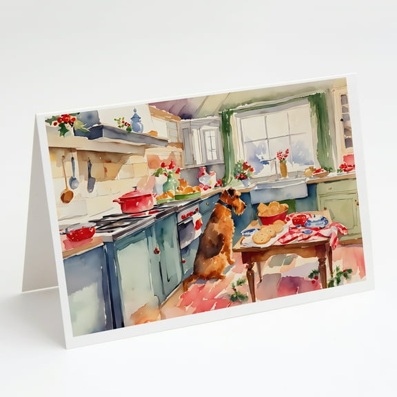 Airedale Terrier Christmas Cookies Greeting Cards Pack of 8 7 in x 5 in