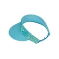 thumbnail image 3 of Top Headwear Women's Paper Braid 4 Inch Brim Sun Visor w/ Rhinestone - Aqua, 3 of 4