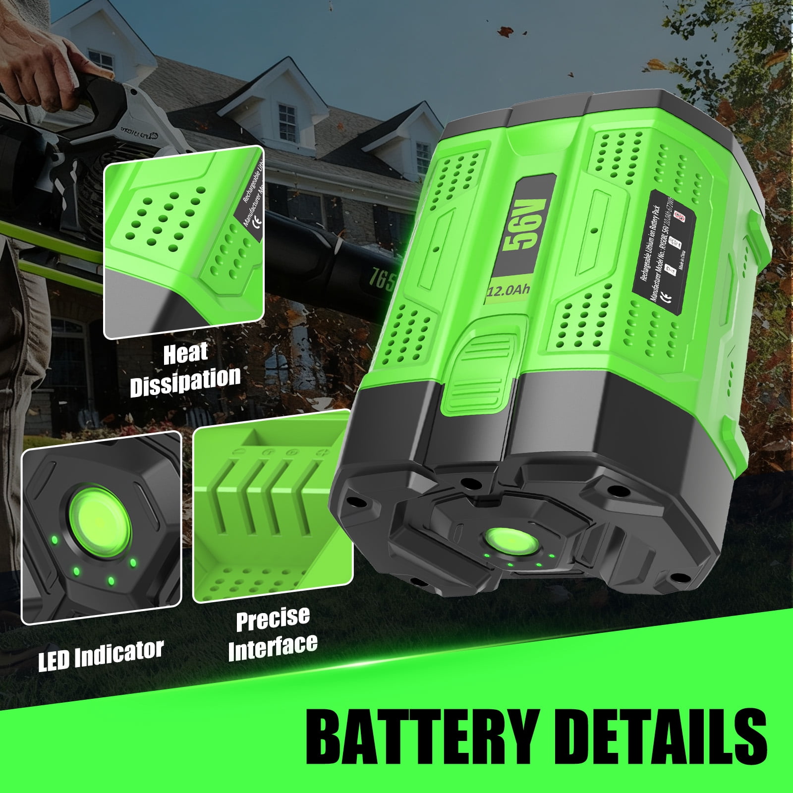 2PACK 12Ah Replacement for EGO 56V Battery Compatible with EGO 56 Volt Lithium-Ion Battery Power Tools