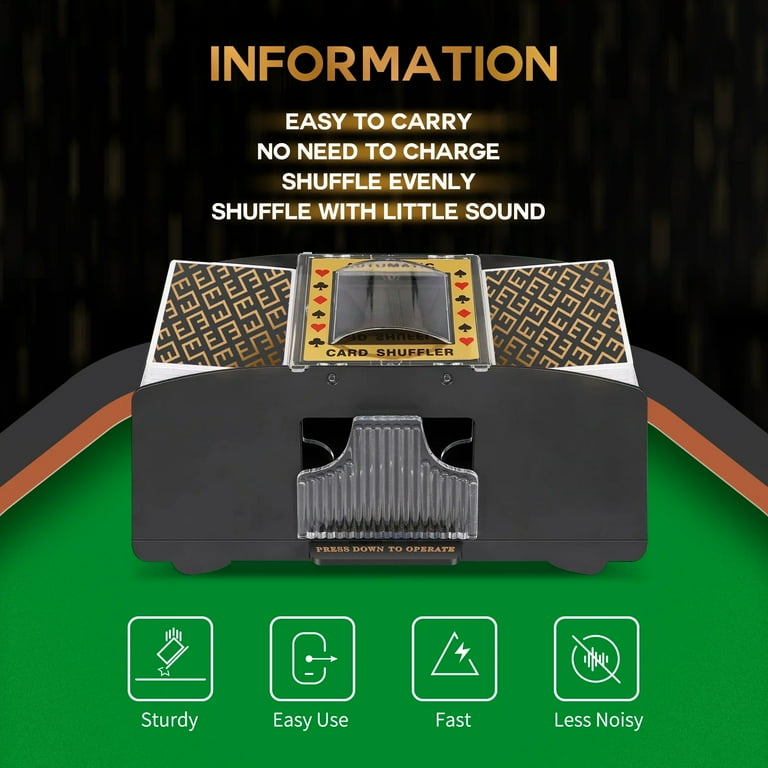 Automatic Card Shuffler Machine For 2 Decks – Rechargeable, Portable, Works With Poker, Blackjack, Mahjong & More – Fast & Quiet Shuffling