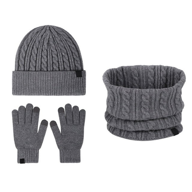 Aocisk Children Winter Hat Scarf Gloves Set Fashionable Outdoor Warm Three Piece Accessory Combo Grey One Size