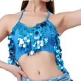 thumbnail image 3 of Top corto con borlas para danza del vientre, llamativo atuendo para fiestas y clubes, top con brillo para Azul claro, 3 of 9