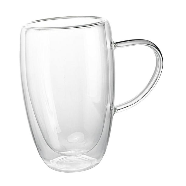 Taza de café de vidrio de doble pared, taza para leche, regalos para mamá con asa, taza de café expreso para batidos, yogur, 450ml